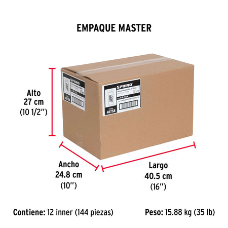 Bolsa con 6 tuercas 1' hexagonales de acero galvanizado