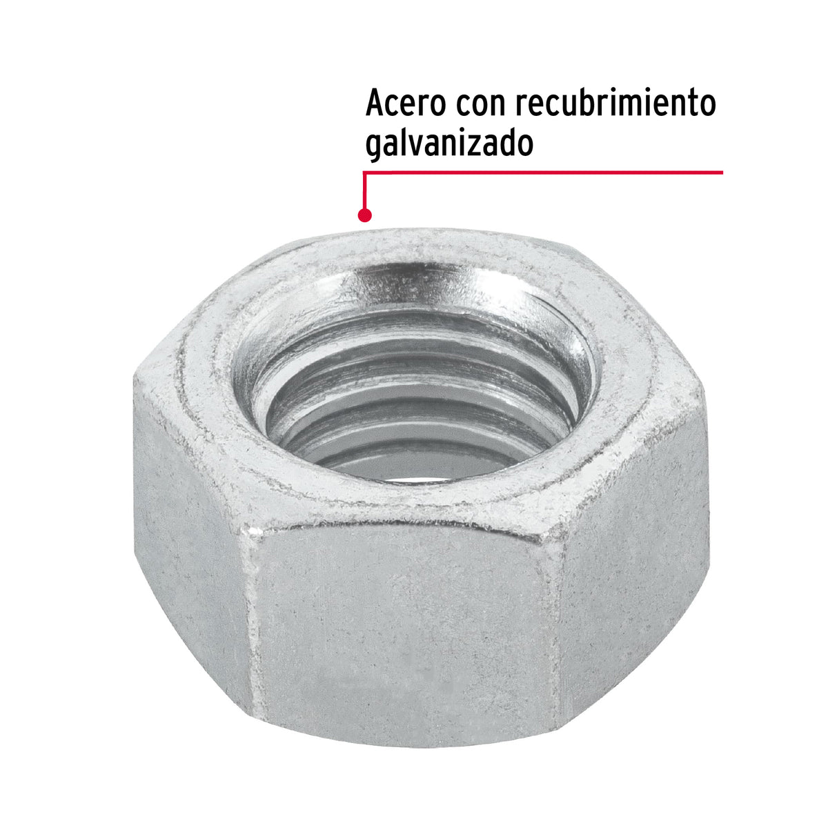 Bolsa con 6 tuercas 1' hexagonales de acero galvanizado