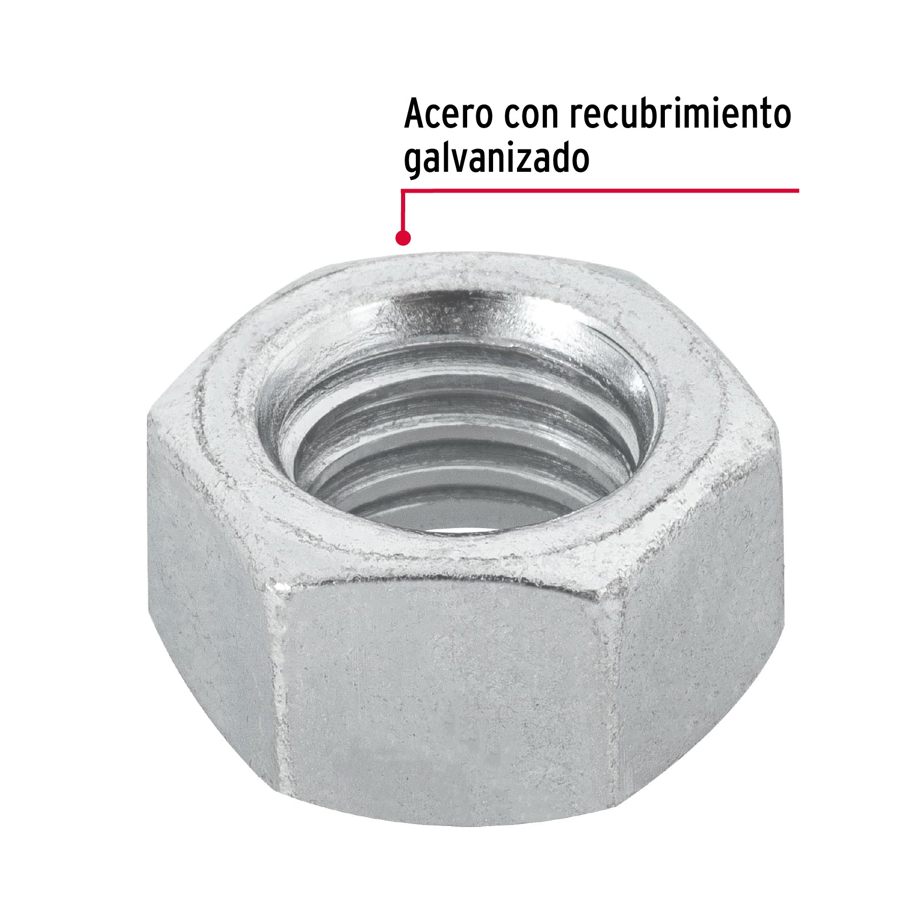 Bolsa con 6 tuercas 1' hexagonales de acero galvanizado