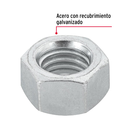 Bolsa con 6 tuercas 1' hexagonales de acero galvanizado