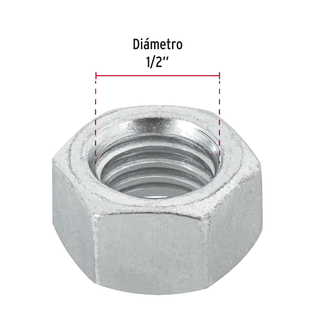 Bolsa con 6 tuercas 1' hexagonales de acero galvanizado