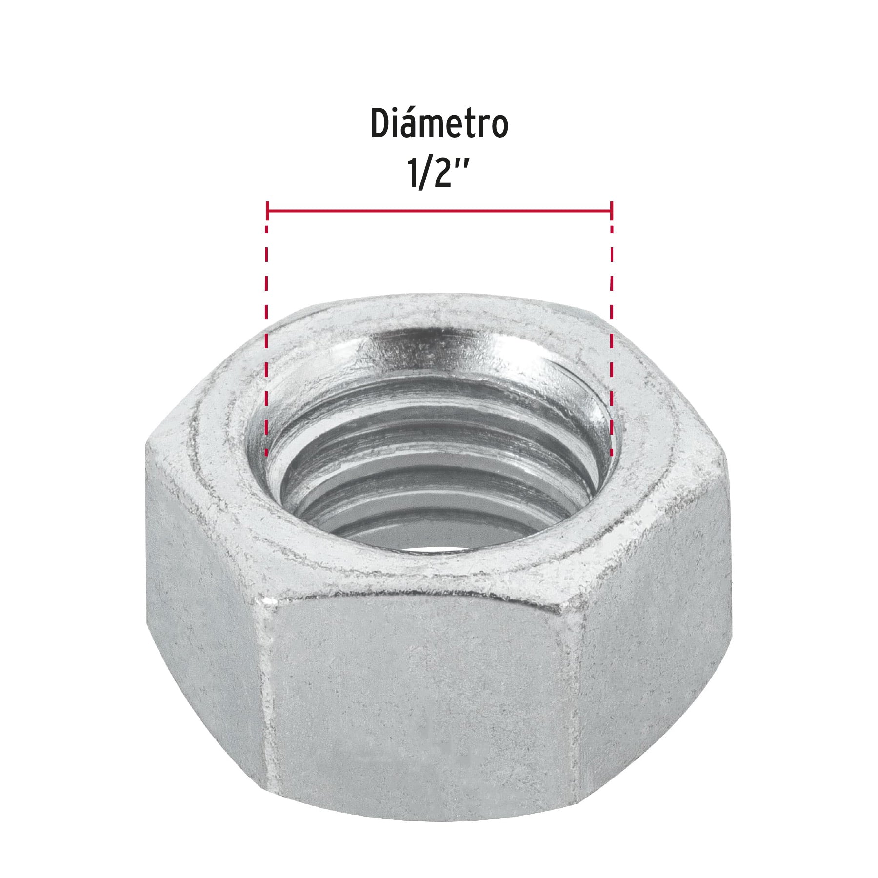 Bolsa con 6 tuercas 1' hexagonales de acero galvanizado
