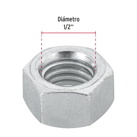 Bolsa con 6 tuercas 1' hexagonales de acero galvanizado