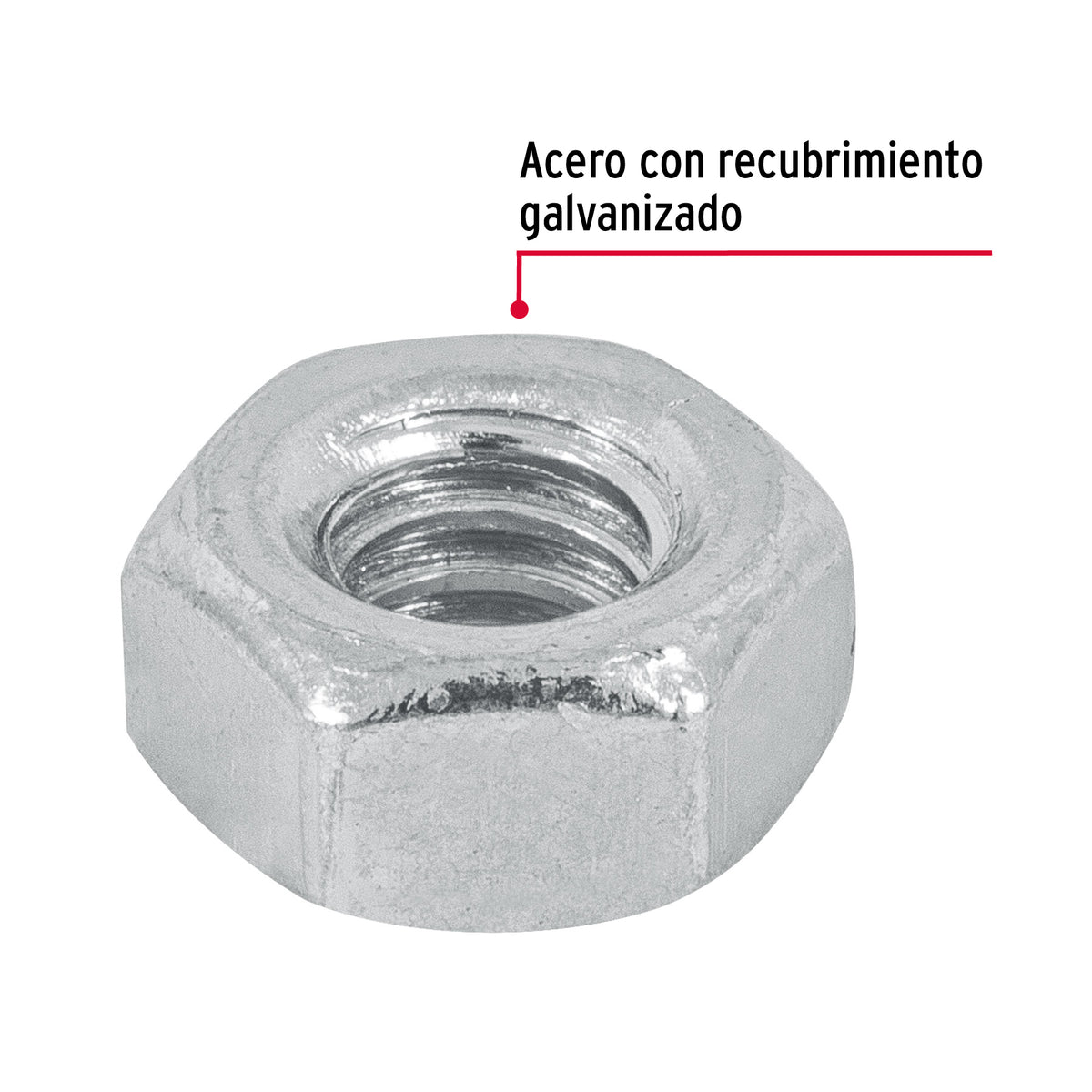 Bolsa con 6 tuercas 1' hexagonales de acero galvanizado