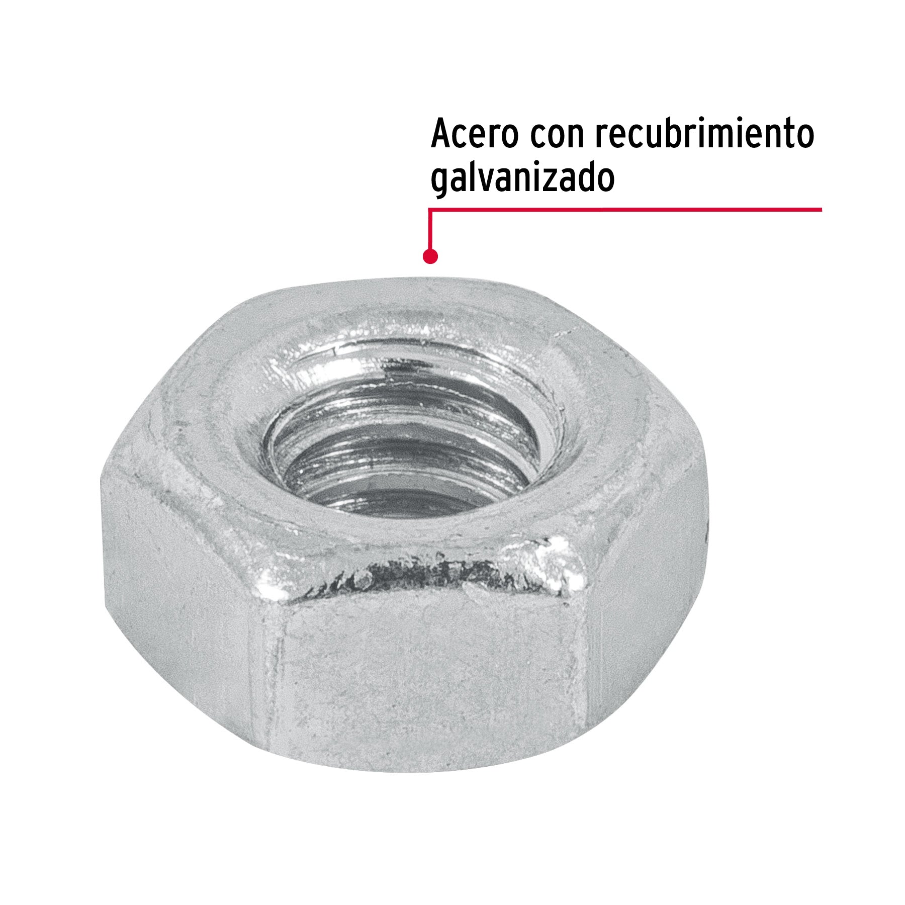 Bolsa con 6 tuercas 1' hexagonales de acero galvanizado