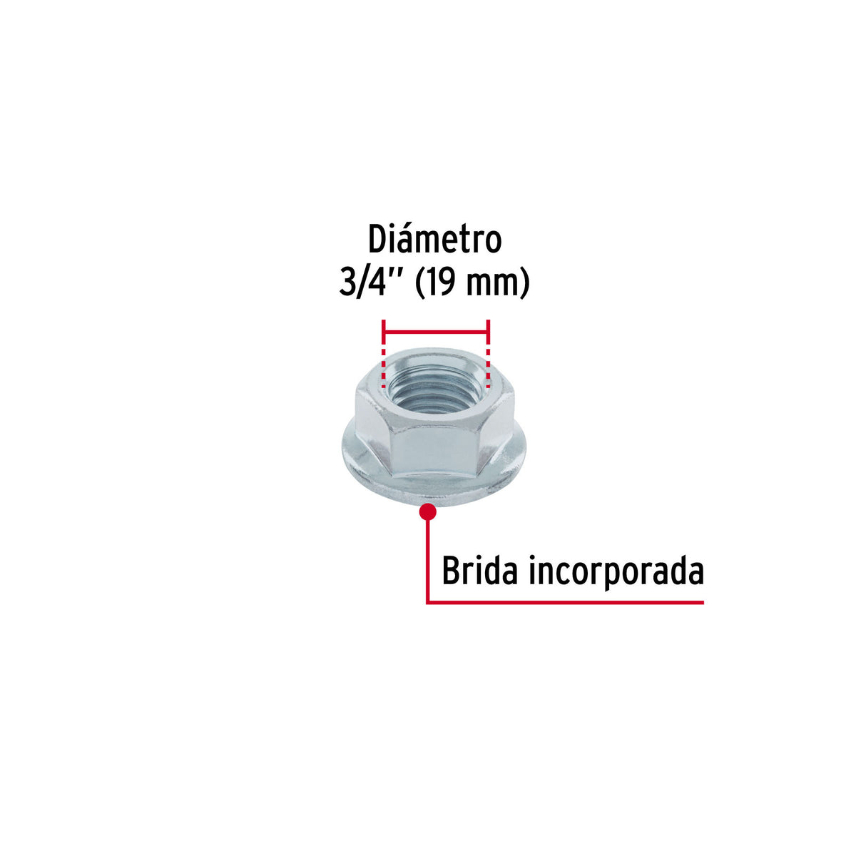 Bolsa con 10 tuercas flange, 3/4', acero galvanizado, FIERO