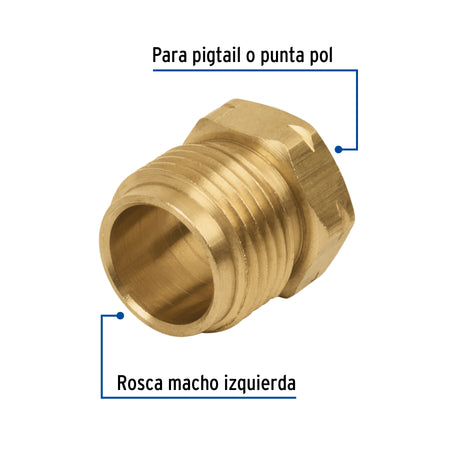 Tuerca izquierda de laton 7/8" en bolsa FOSET