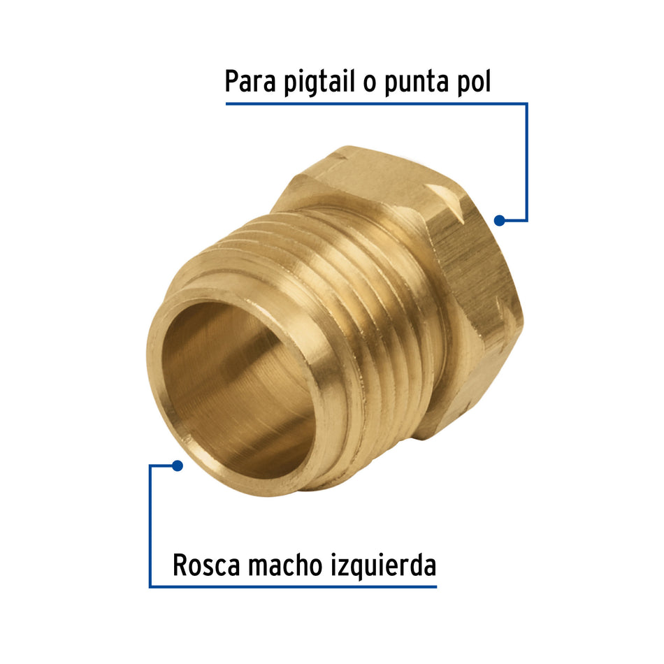 Tuerca izquierda de laton 7/8" en bolsa FOSET