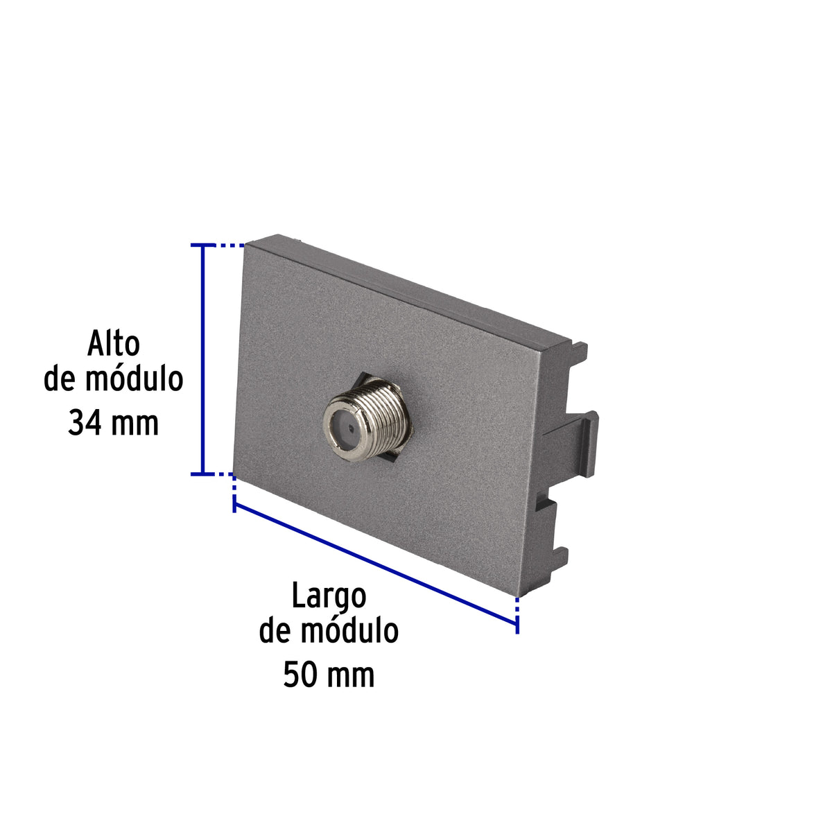 Toma de televisión acero inox de 1.5 módulos, línea Lisboa