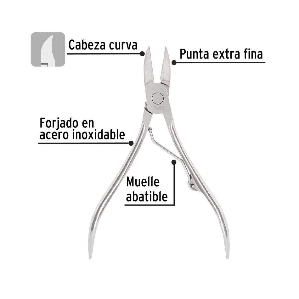 Alicate para pedicure 4-3/4', cabeza curva, extrafina,PRETUL