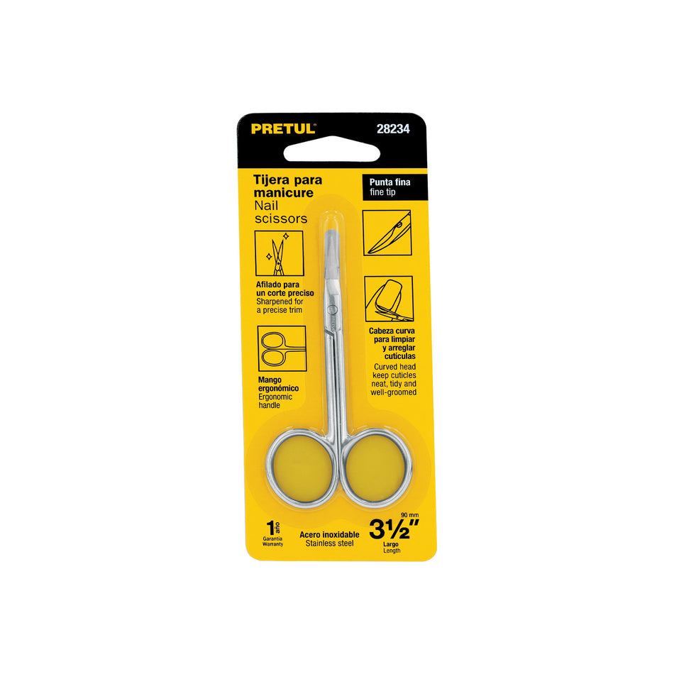 Tijera manicure 3-1/2', punta fina, PRETUL