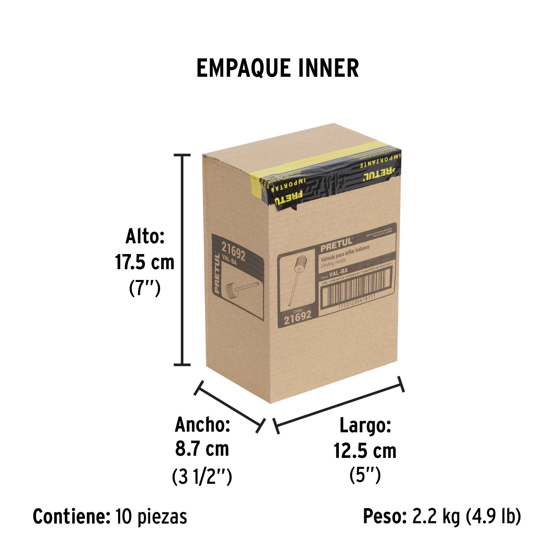 Bolsa con 100 válvulas para inflar balones, PRETUL