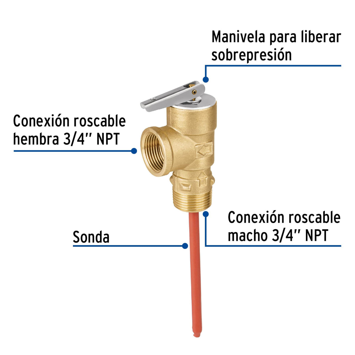 Valvula de alivio de 3/4" para boiler 150psi FOSET