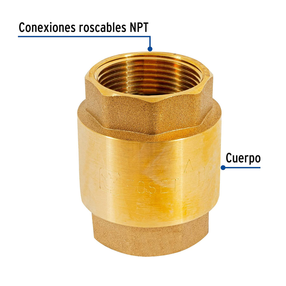 Valvula de retencion de laton de 1 1/4" FOSET