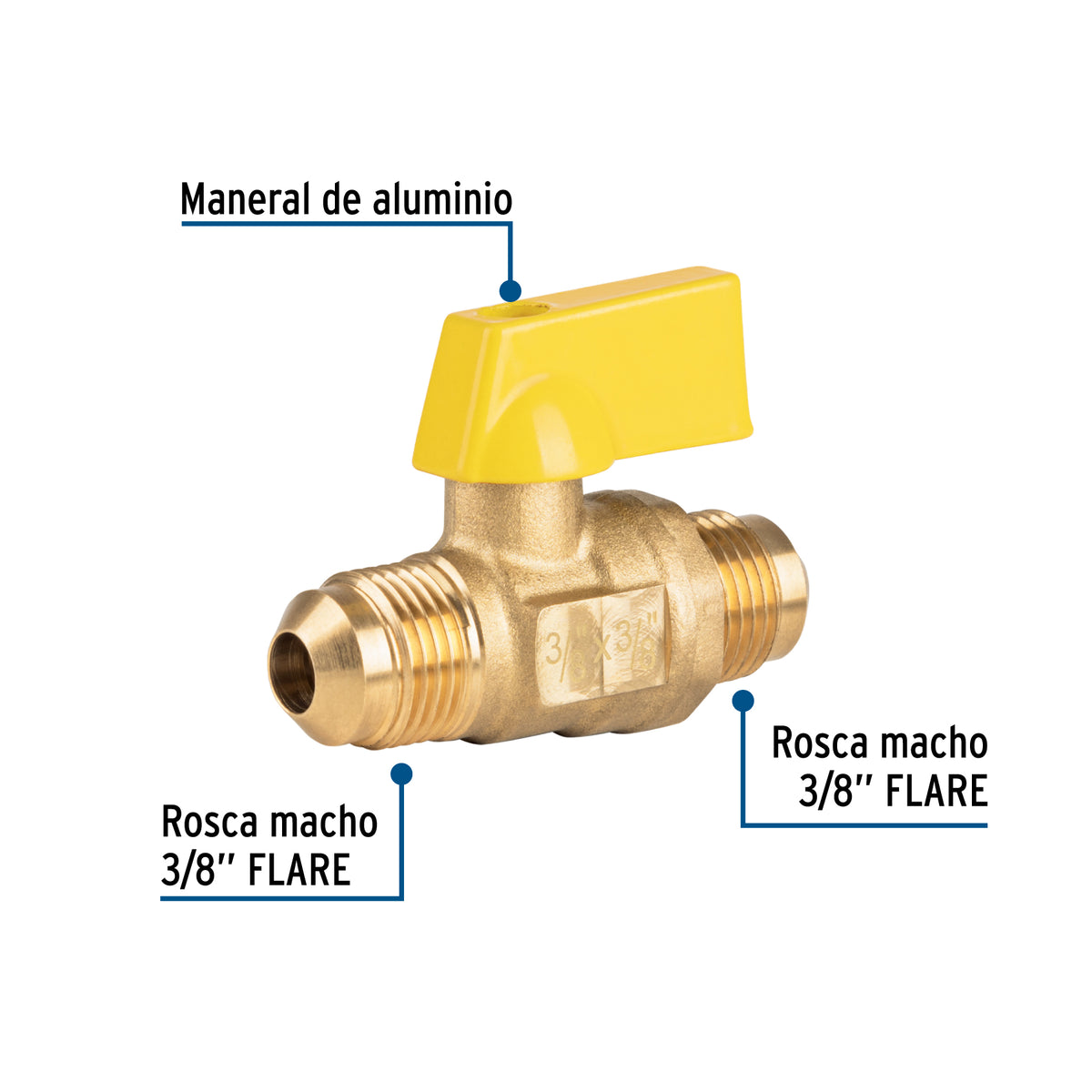 Valvula de control de laton p/gas 3/8x3/8" Flare FOSET