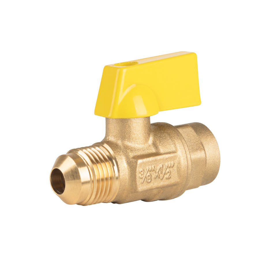 Válvula de control de latón p/gas,3/8x1/2' Flare/sold. FOSET