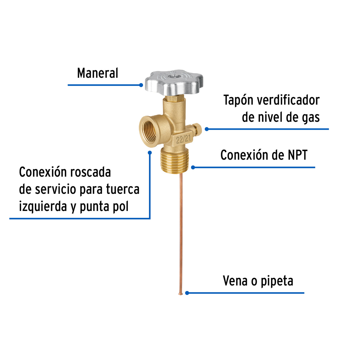 Valvula de servicio para tanque estacionario hasta 300 L