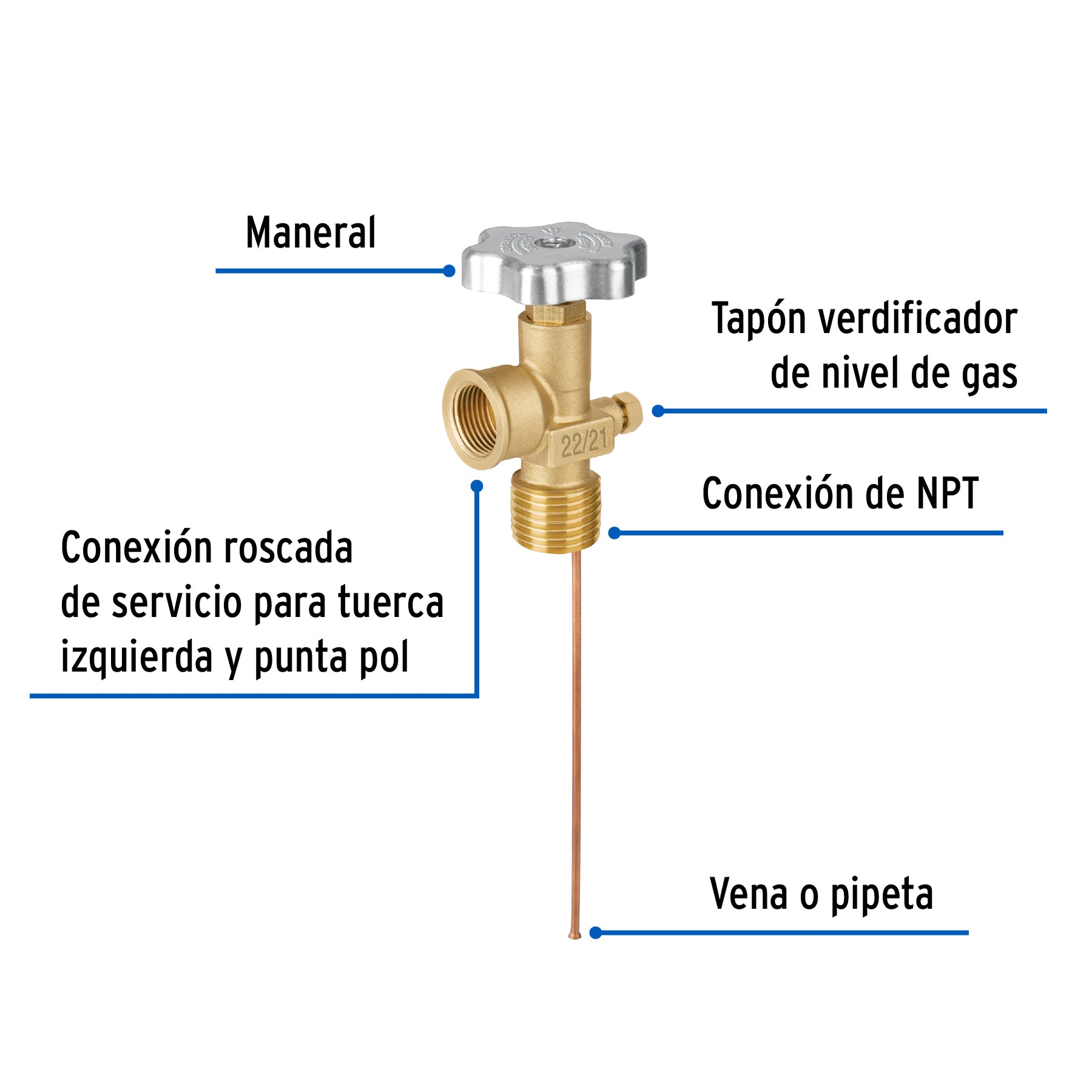 Valvula de servicio para tanque estacionario hasta 300 L