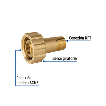 Acoplador llenado p/tanque estacionarioACME 1-3/4x3/4"NPT