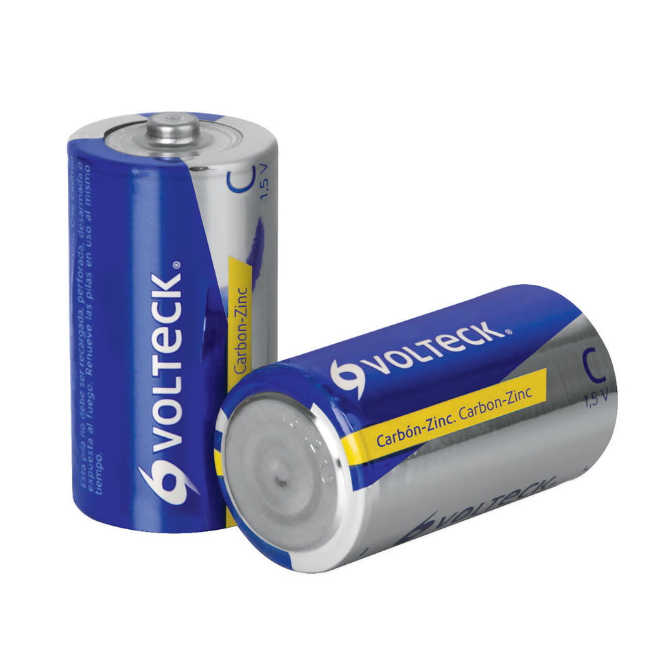 Blister con 2 pilas zinc-carbon C VOLTECK