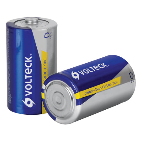 Blister con 2 pilas zinc-carbon D VOLTECK