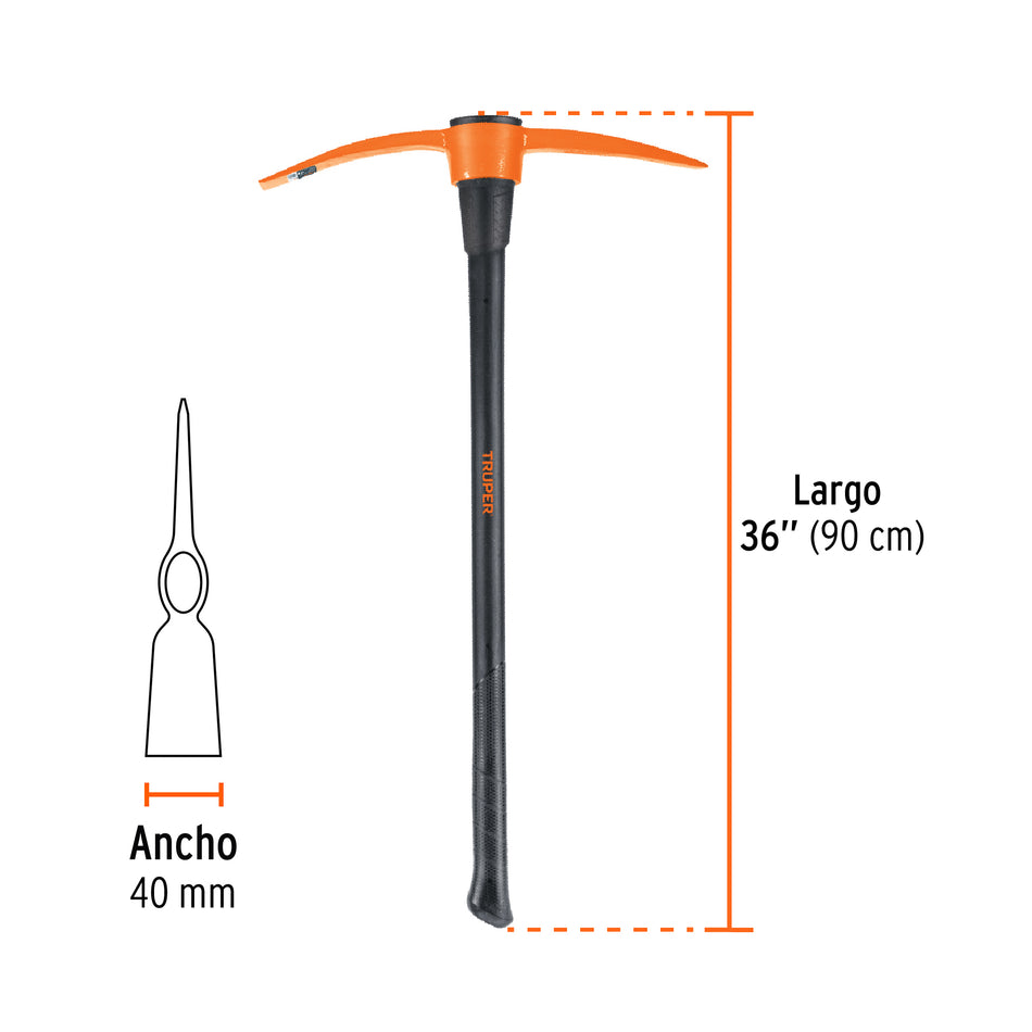 Zapapico 4 lb, mango fibra de vidrio 36', Truper