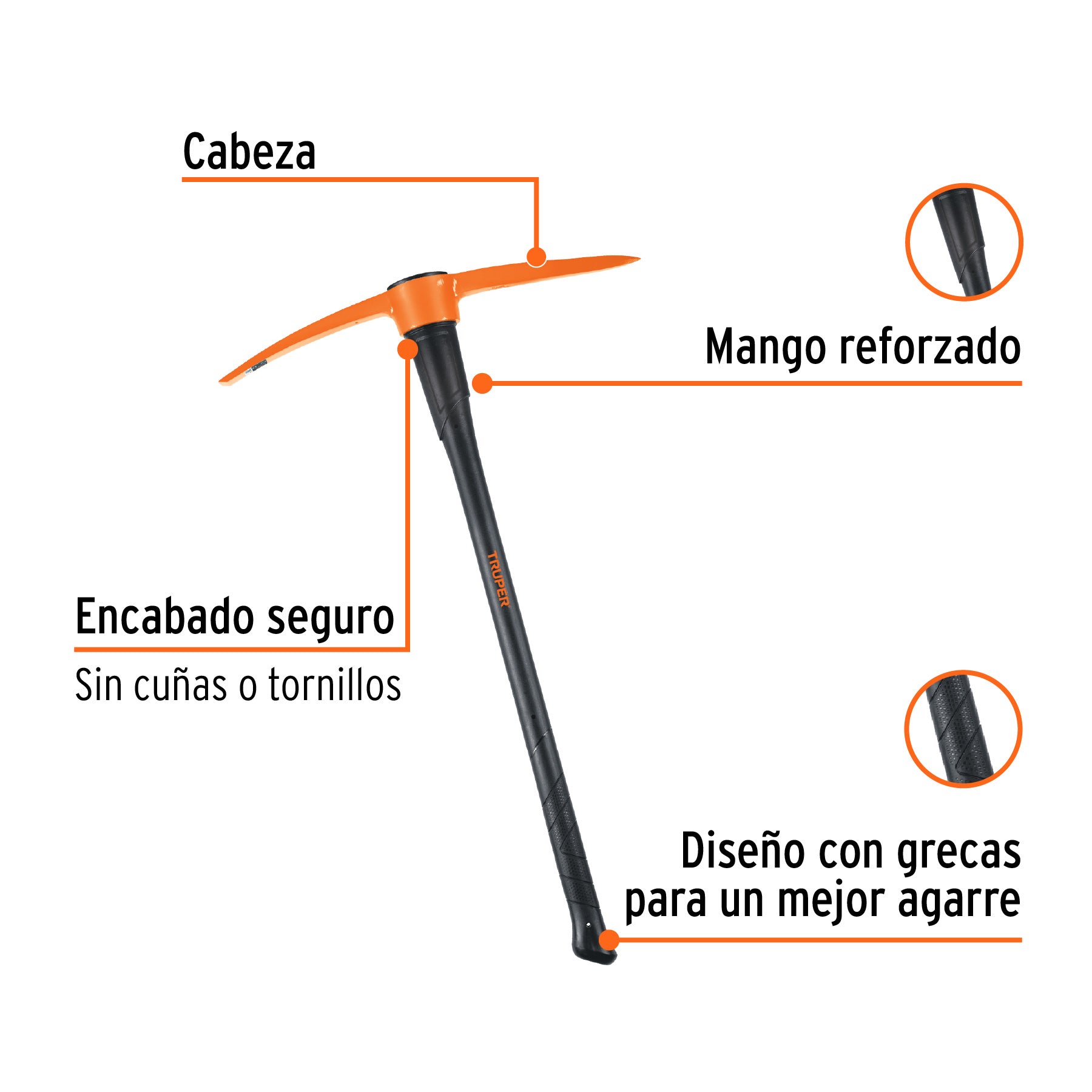 Zapapico 6 lb, mango fibra de vidrio 36', Truper