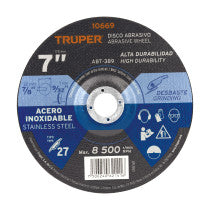 Disco Tipo 27 de 7" x 7.2 mm desbaste de acero inoxidable